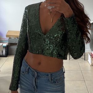 Emerald Green sequin top size M